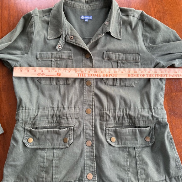 Democracy Women’s Olive Green Military Utility Jacket Cargo Pockets Size XL Coat - Picture 8 of 9